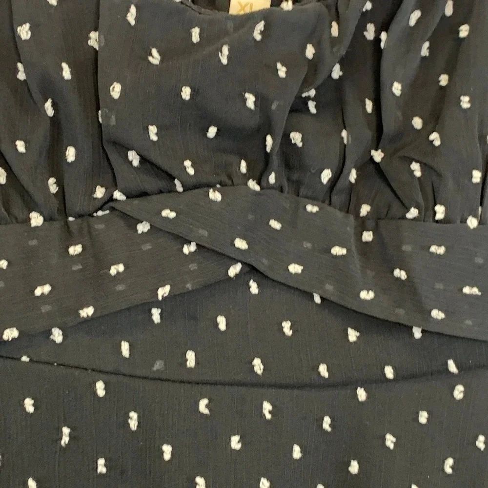 Thirty/Thirty Black Mini Dress Polka‎ Dot Sheer Fairycore Whimsigoth XL